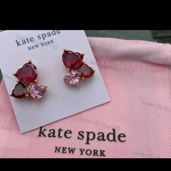 NWOT Kate Ks Spade My Love Cluster Heart Stud Earrings Cubiz Zirconia pa… - Picture 9 of 11